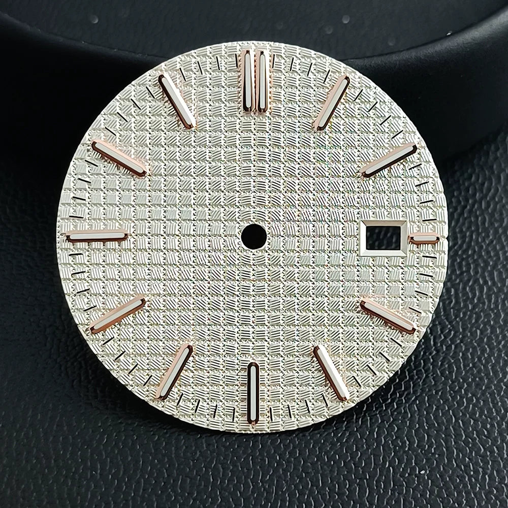 31.8mm Waffle Watch Dial no logo Sterile Green luminous for NH35/NH36 custom logo Available Prx