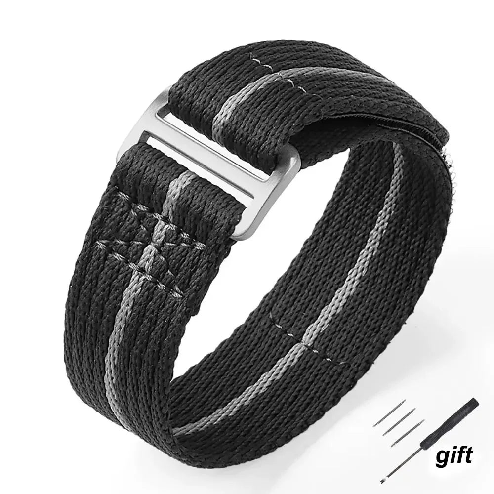 Japanese buckle elastic nylon strap 20mm 22mm long or shorter middel line suitable for any fit watches
