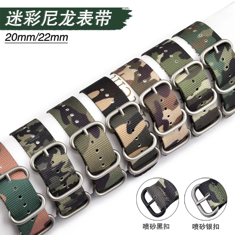 NATO Camouflage Nylon Watch strap Canvas Outdoor Sports Replacement band 20 | 22mm Military