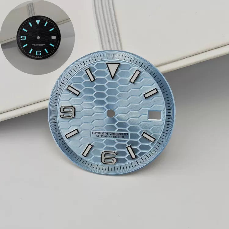 31mm / 29mm Land-Dweller Dial honey comb texture for Nh35 movement green luminous with hands