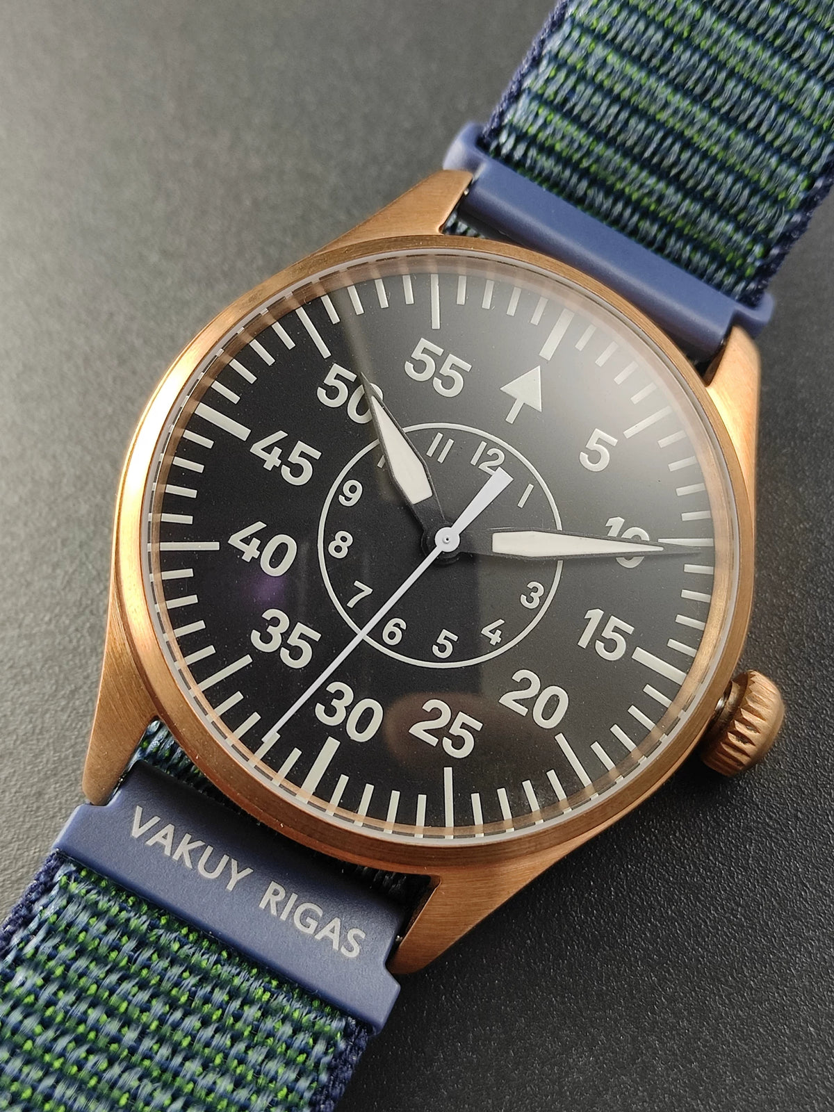40MM VH31 Quartz Solid Bronze pilot sweep second Swiss Super C1 Luminous 5ATM CUSN8 Sapphire Crystal