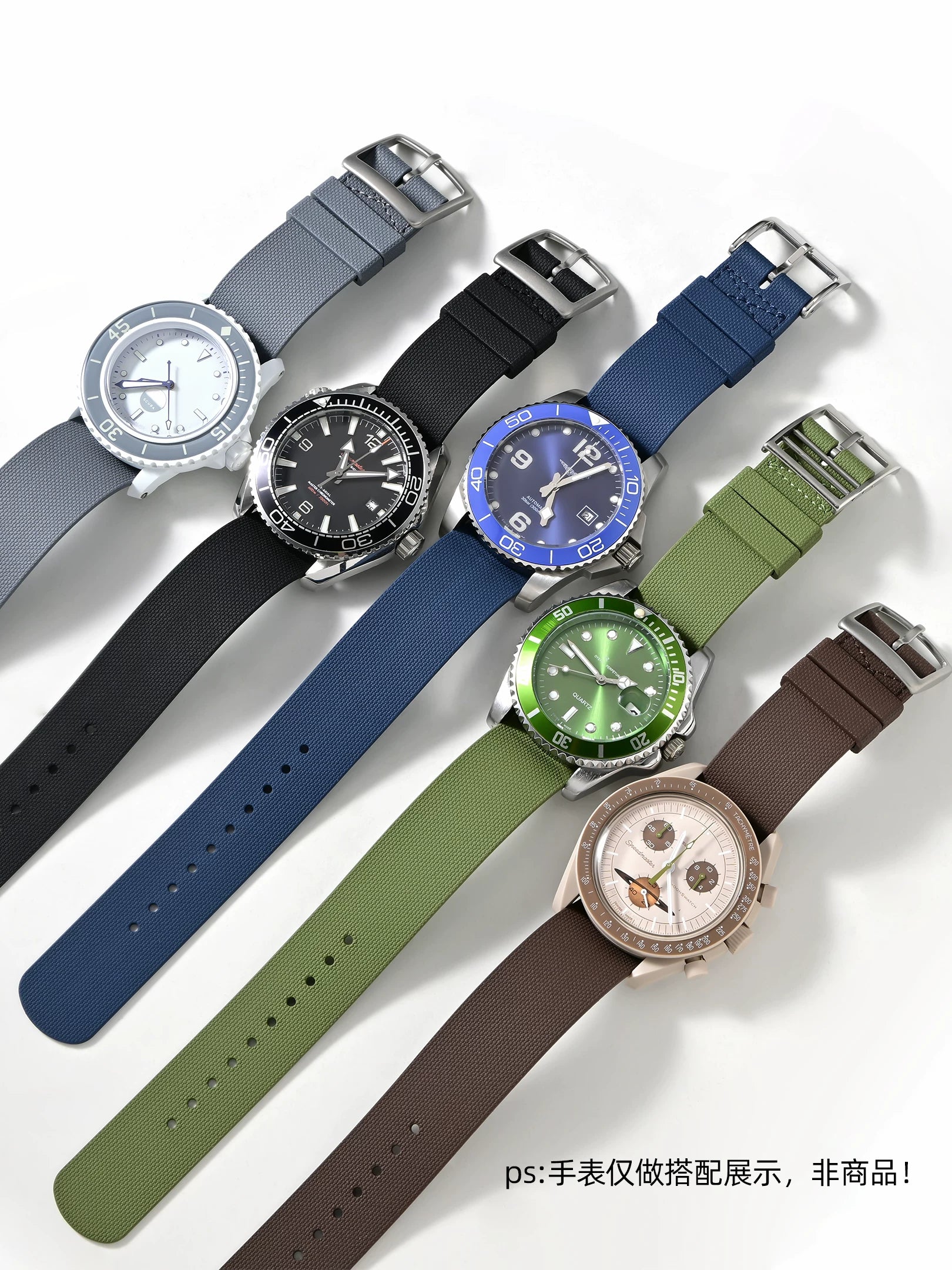 FKM Rubber Nato Strap sand cloth pattern fluororubber band 20/21/22 mm for Sub FXD etc