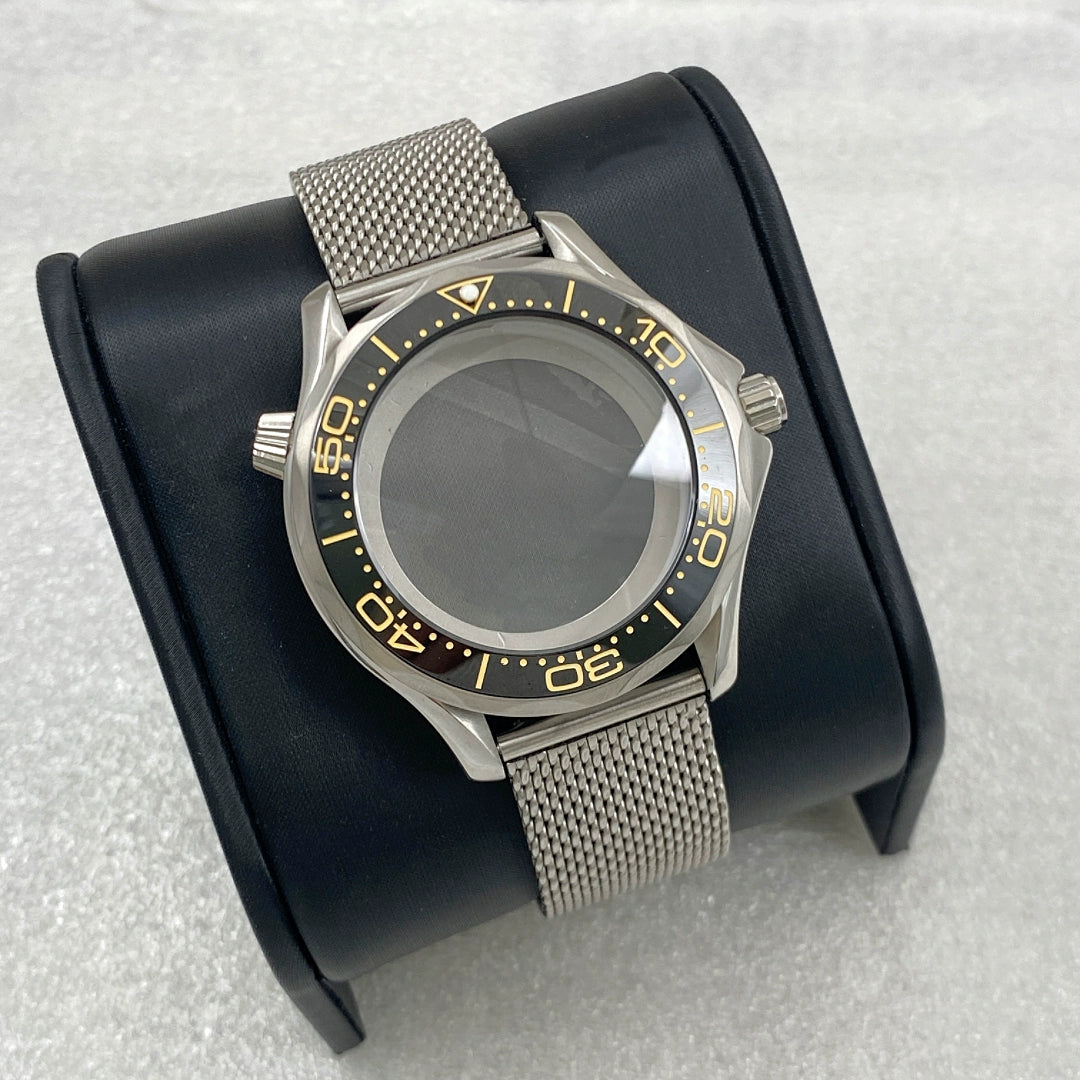 41mm改造シーマスター300ケースメッシュベルトサファイアガラスNH35ムーブメントに適合ステンレススチールケース