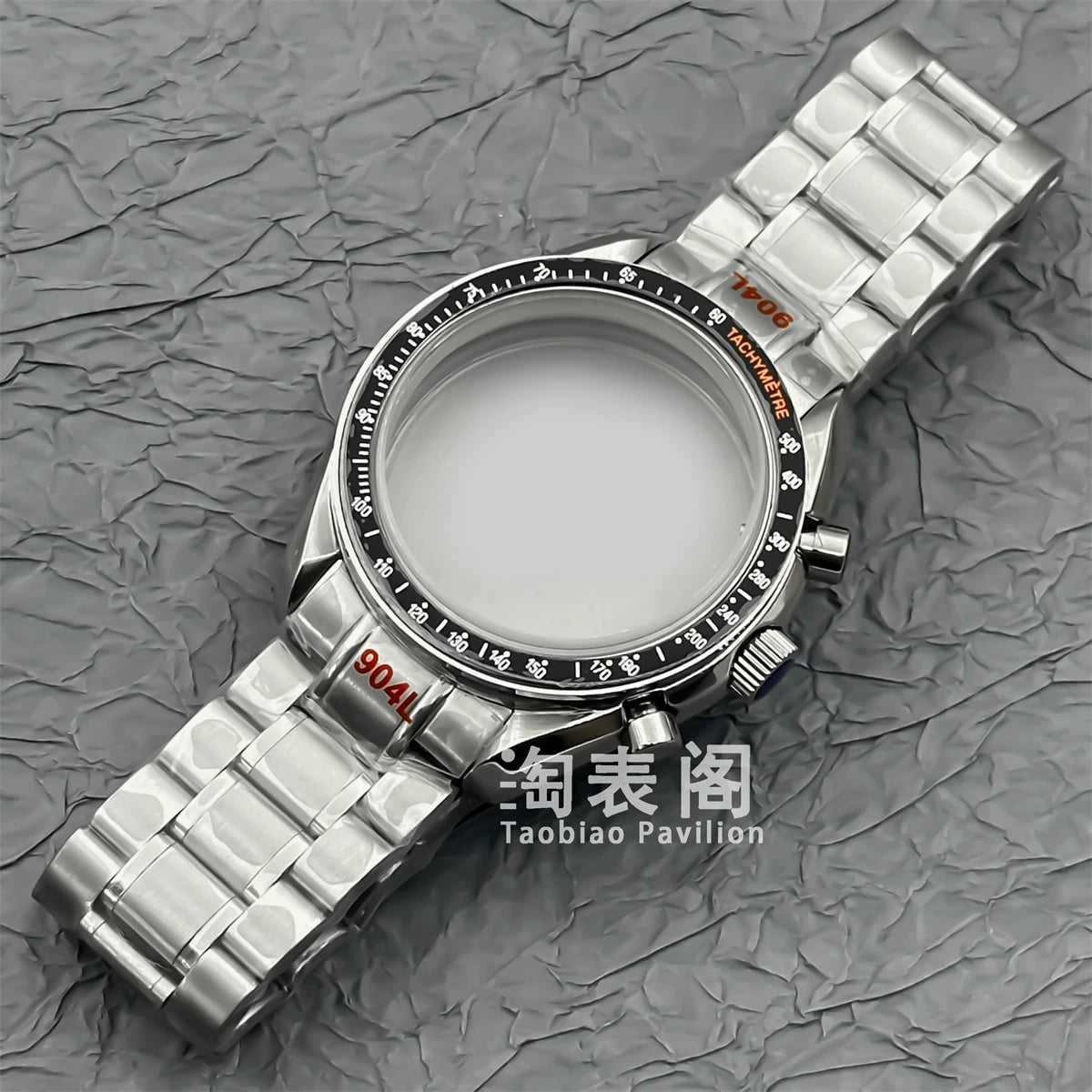 Mineral Crystal Speedmaster Watch Case 40mm Stainless Steel Polished VK63 Movement Domed 5ATM