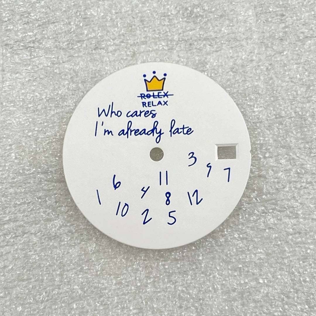 Crowned Who cares I am already Late Dial for NH35 28.5mm dial English digital spoof