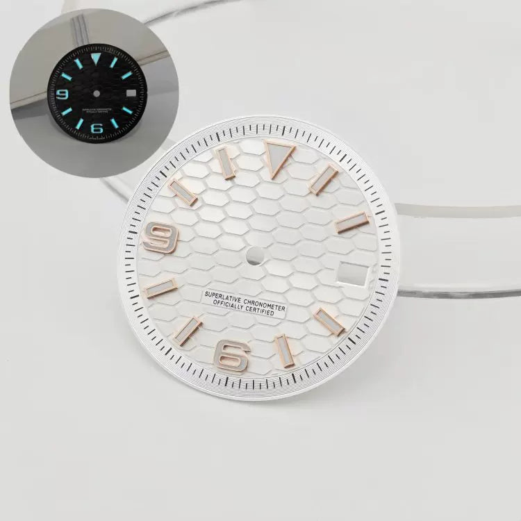 31mm / 29mm Land-Dweller Dial honey comb texture for Nh35 movement green luminous with hands