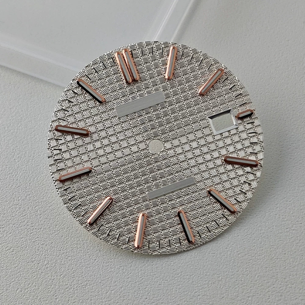Full Sterile 31.8mm Waffle Dial green luminous dial for NH35 mechanical movement PRX Royal Oak AP etc