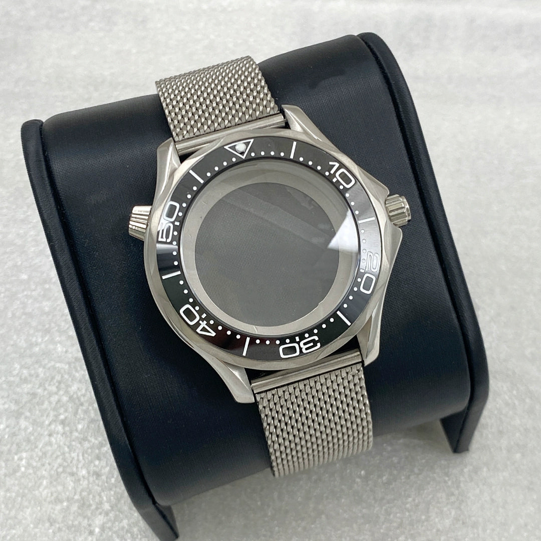 41mm改造シーマスター300ケースメッシュベルトサファイアガラスNH35ムーブメントに適合ステンレススチールケース
