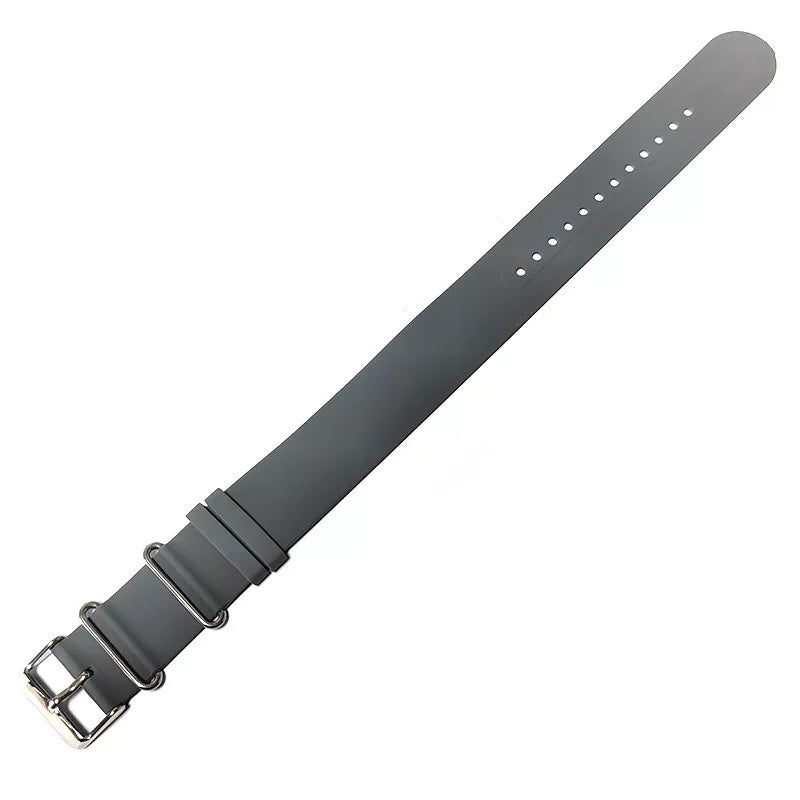 Nato Silicone Strap One piece ZULU Loop 18/20/22 MM Soft Thin High Tensile Elastic 275mm Rubber band
