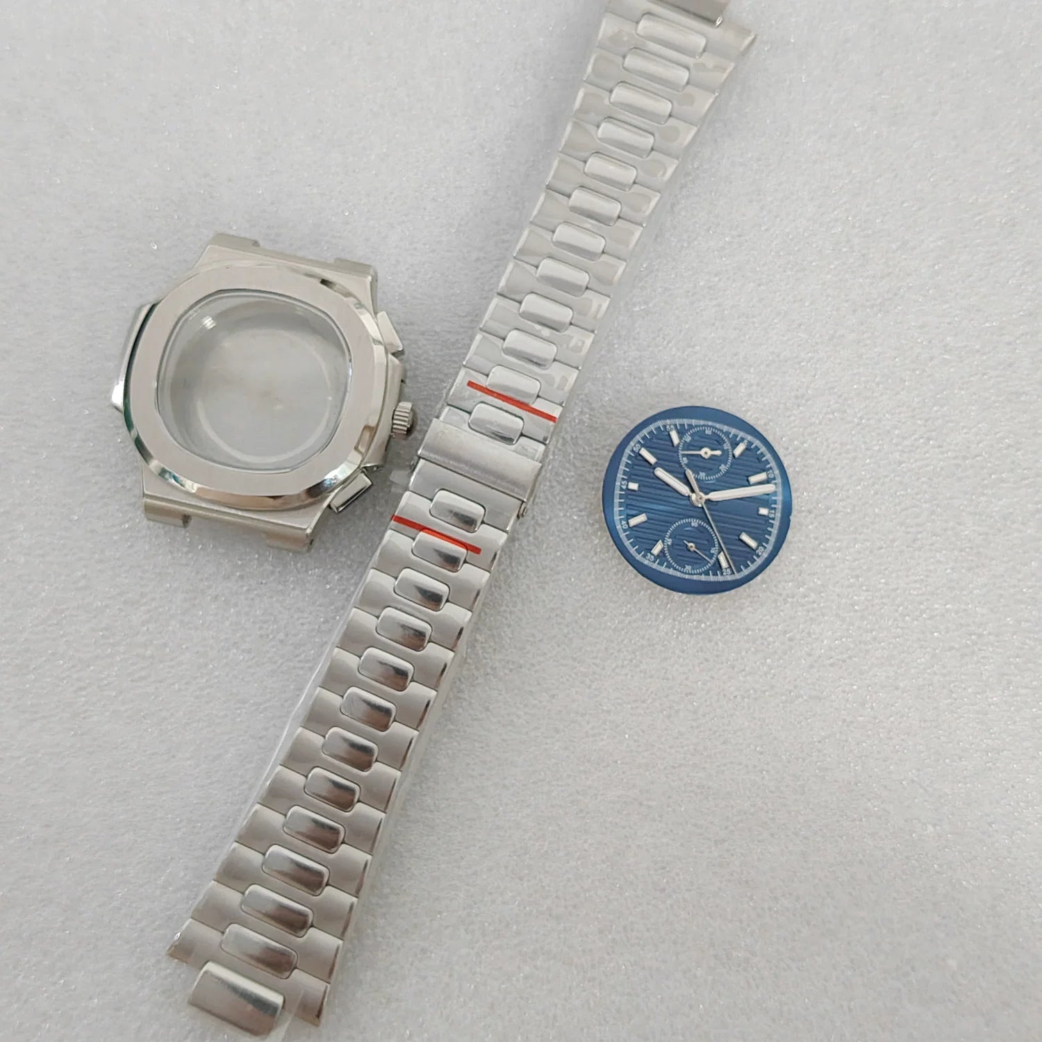 41mm Quartz Nautilus Watch Case set Sterile stainless steel sapphire glass for vk61 movement 3ATM