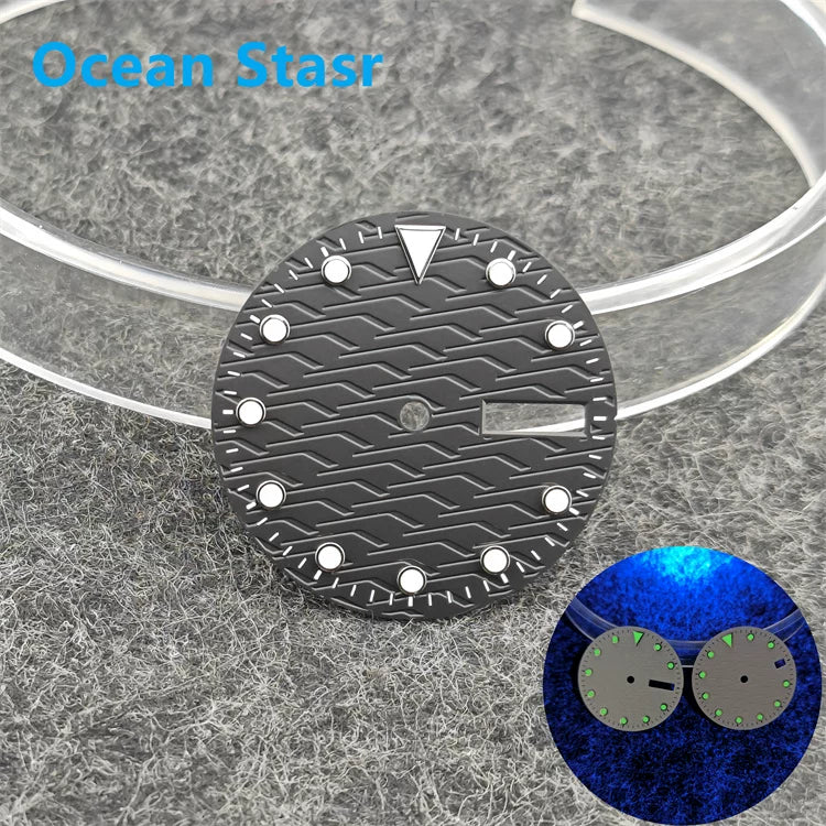 NH35 dial Green luminous Sub style wave Texture 28.5mm Date window