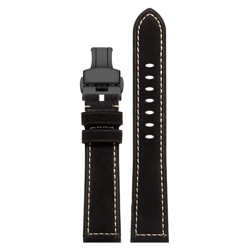 Big wrist extended leather watch strap for Pilot Field Dress Diver 140mm+90MM Fat Wrist Band 20mm 22 24mm