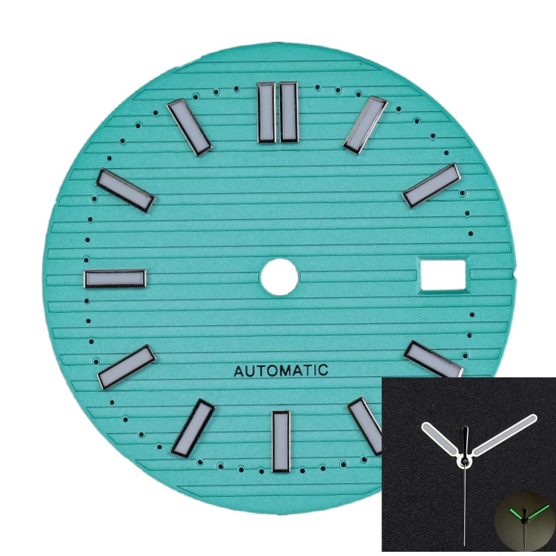 30.5MM Nautilus Dial Green luminous for NH35 mechanical automatic movement with hands