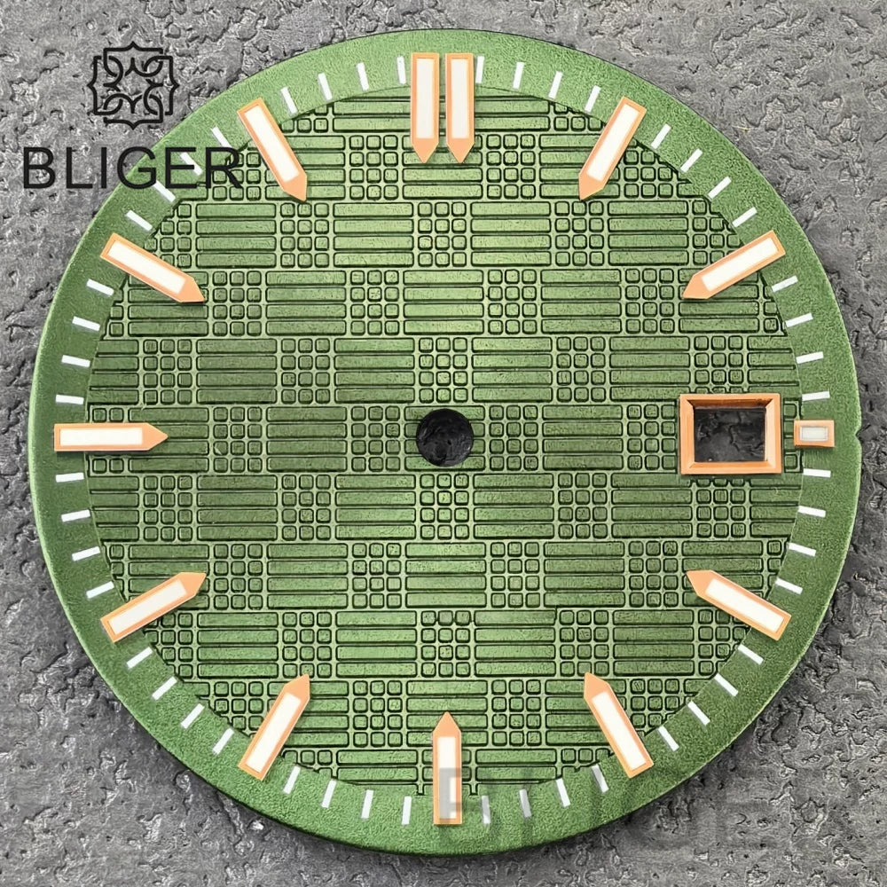 31mm Sterile Dial logo-free green luminous dial for NH35 movement 3 o'clock date