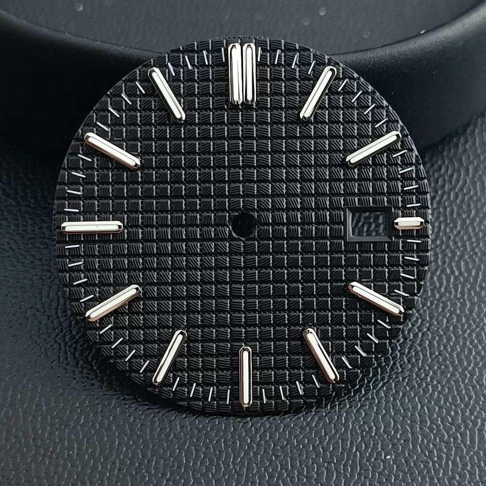 31.8mm Waffle Watch Dial no logo Sterile Green luminous for NH35/NH36 custom logo Available Prx