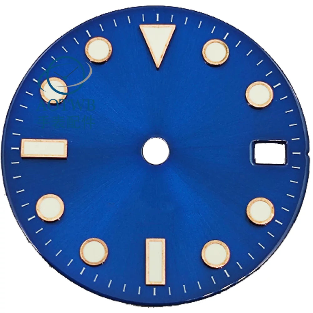 28.5MM Submariner Dial sunburst Blue luminous NH35 NH34 ETA2824 PT5000 Miyota8215 ST2130