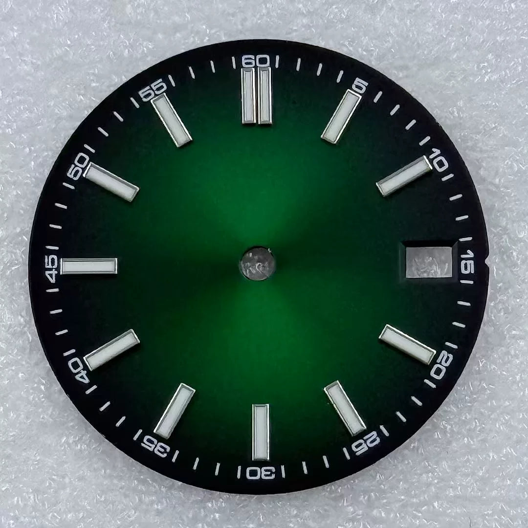 28.5mm double nail Dial with number minute mark Green luminous for NH35 movement