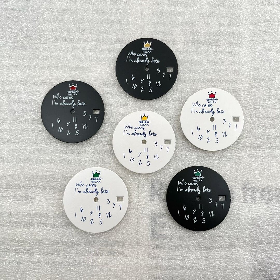 Crowned Who cares I am already Late Dial for NH35 28.5mm dial English digital spoof