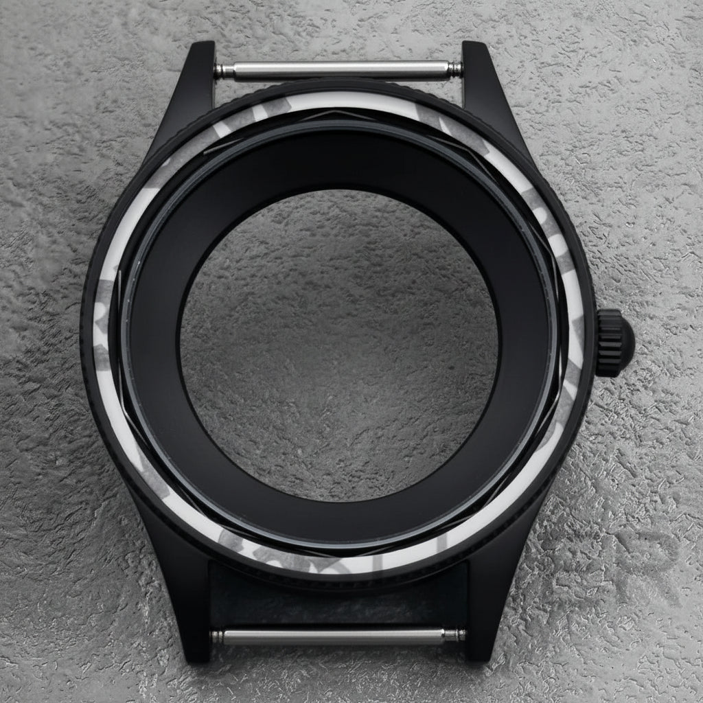 40mm PVD black Fifty Fathom Watch Case matte sandblasted Ceramic Bezel NH35 34 36 38 etc PT5000 ETA 2824 Miyota8215 movement 10Bar Sapphire