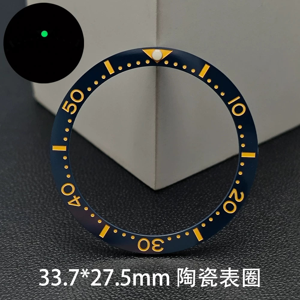 SKX13 Bezel incert Watch accessories 33.7 * 27.5MM high-quality flat-bottomed ceramic ring Digital scale ring Ceramic ring