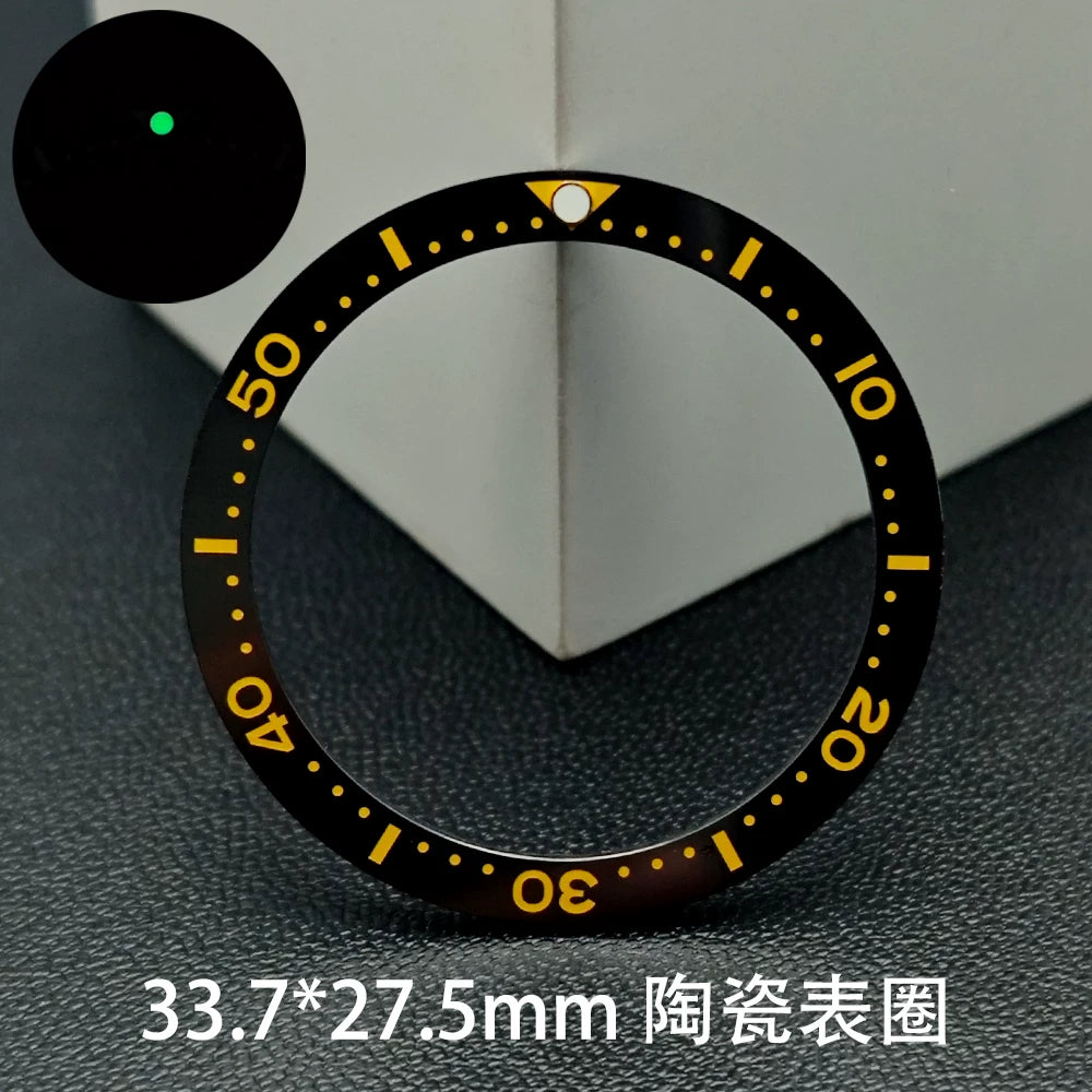 SKX13 Bezel incert Watch accessories 33.7 * 27.5MM high-quality flat-bottomed ceramic ring Digital scale ring Ceramic ring