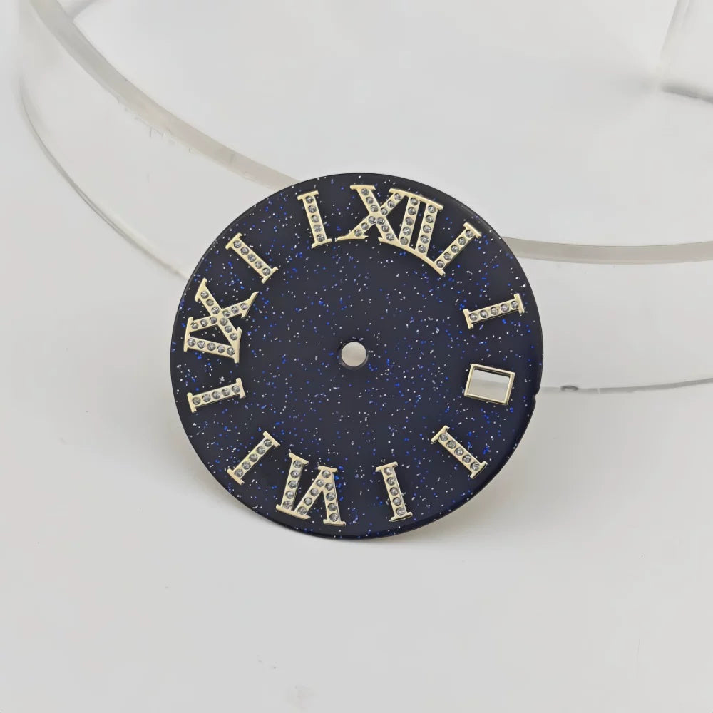 NH35 Starry dial enamel surface blue gold sand NH36/4R35 mechanical watch watch accessories size 28.5mm