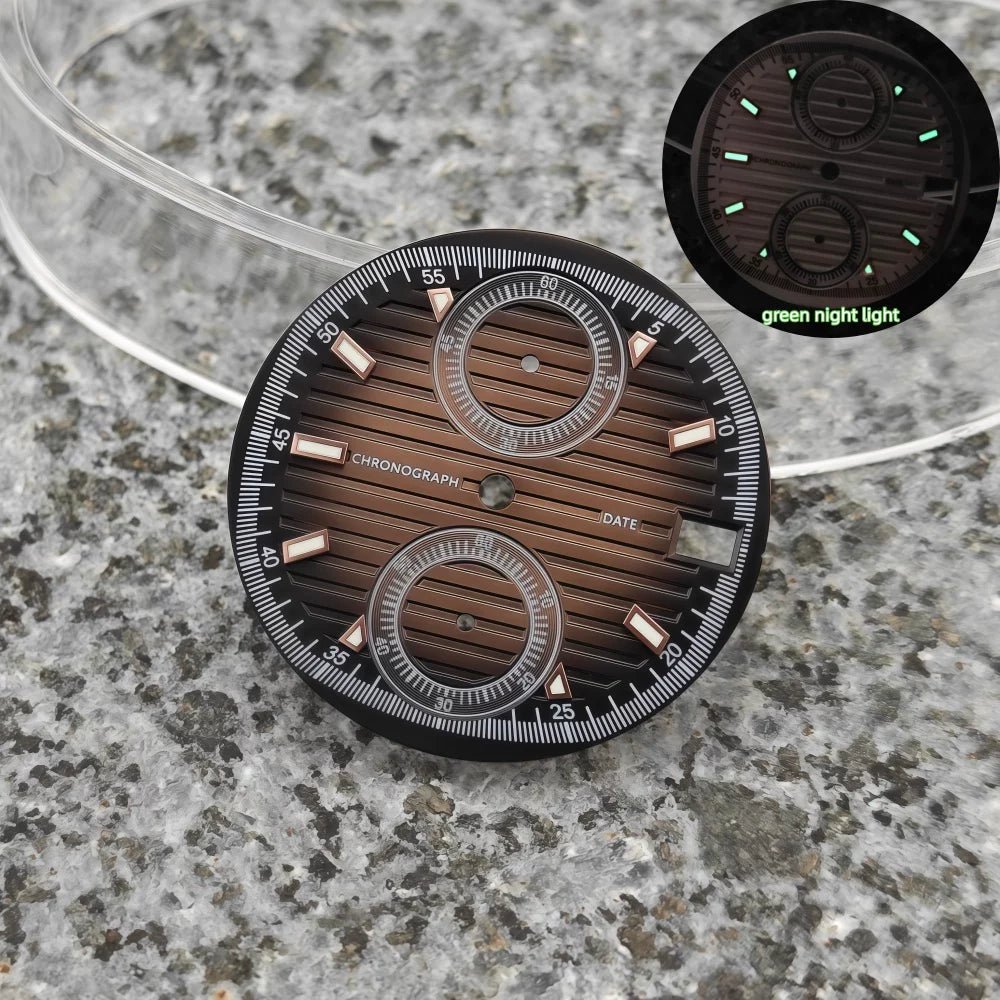 30mm VK61 Dial Chronograph Multifunctional Surface Nautilus Modified Green Luminous Watch Accessories