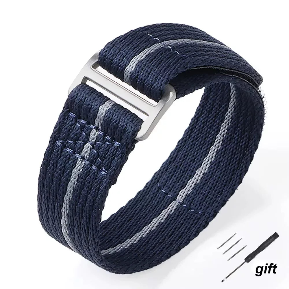Japanese buckle elastic nylon strap 20mm 22mm long or shorter middel line suitable for any fit watches