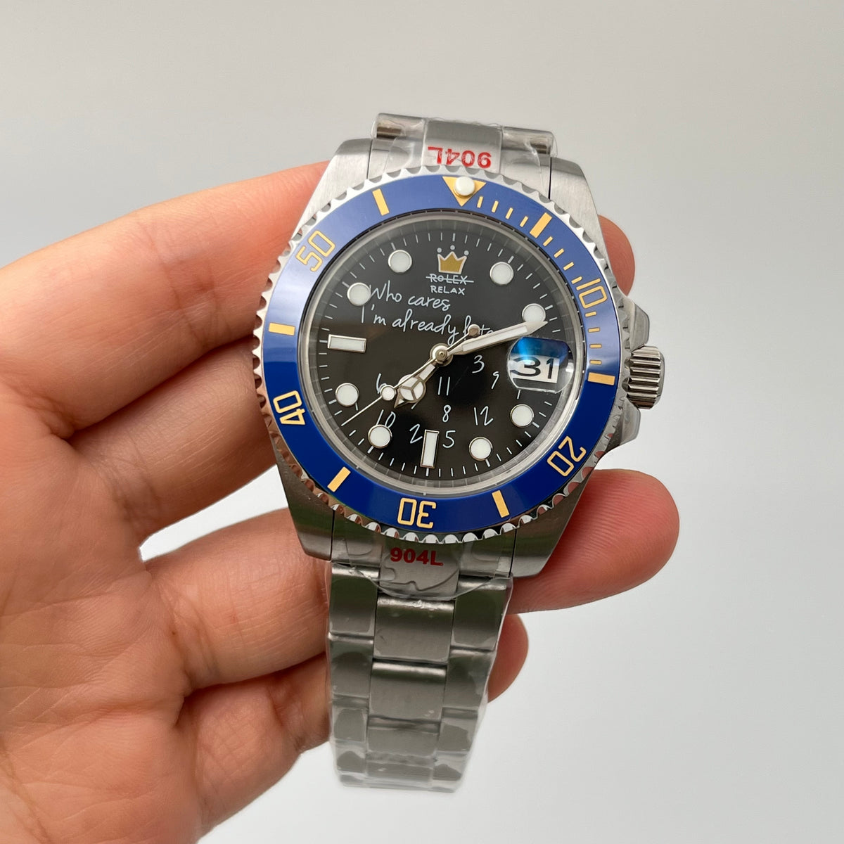 40MM Submariner Watch Who Cares I'm Already Late dial Japan TMI NH35 movement sapphire 10ATM