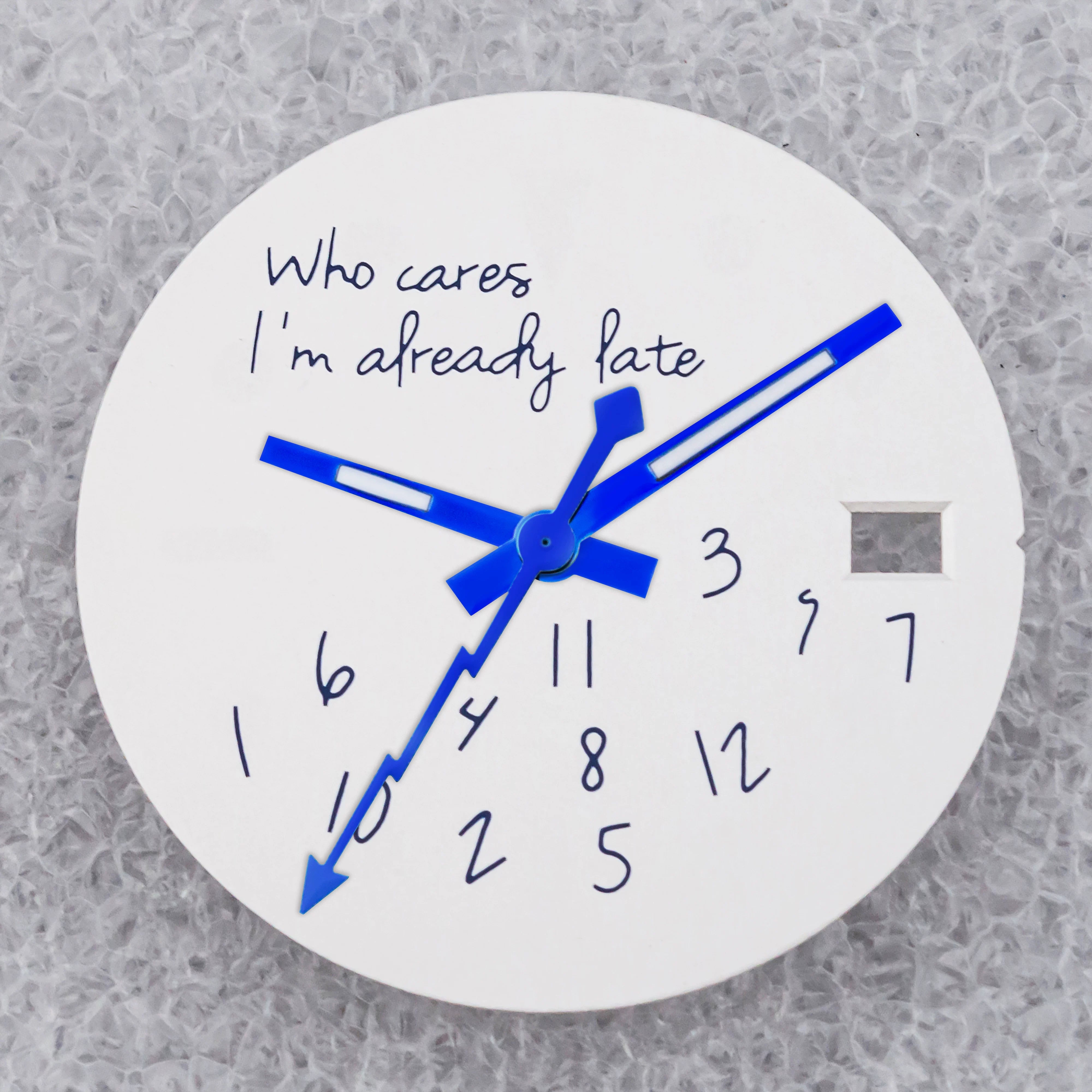 NO Date Window Dial Who Cares I'm Already Late for NH35 movement 28.5mm Green Lume Hands