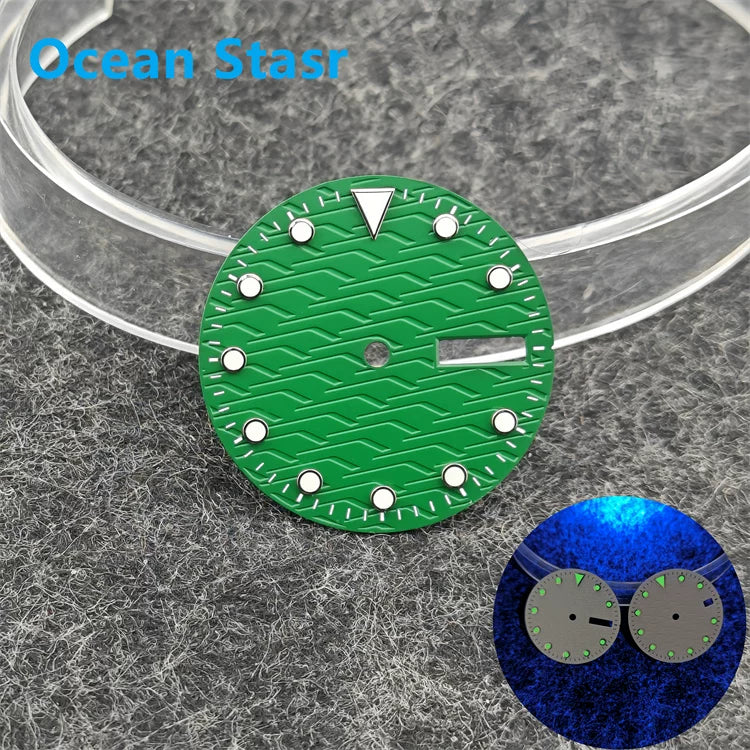 NH35 dial Green luminous Sub style wave Texture 28.5mm Date window