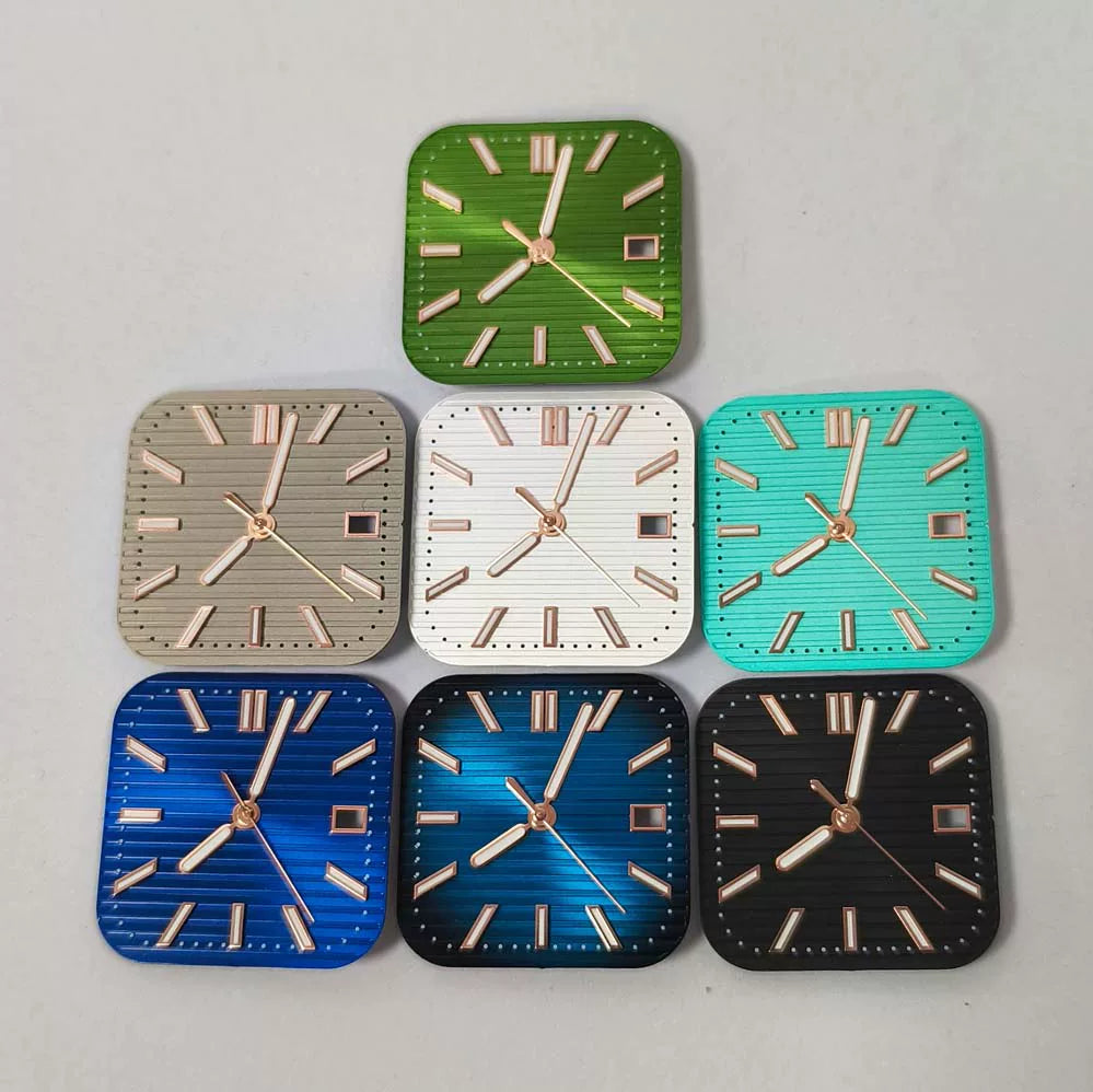 Green luminous 29.5MM Cubitus Dial square + watch hand fits Japanese NH35 movement