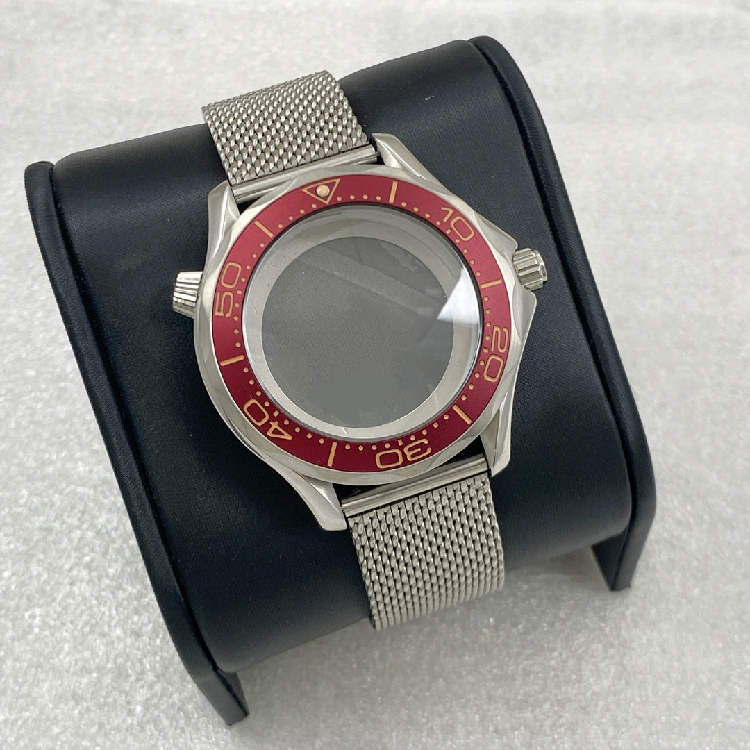 41mm改造シーマスター300ケースメッシュベルトサファイアガラスNH35ムーブメントに適合ステンレススチールケース