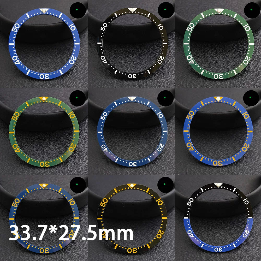 Watch bezel accessories 33.7mm * 27.5mm ceramic ring flat bottom bezel watch replacement accessories Skx13