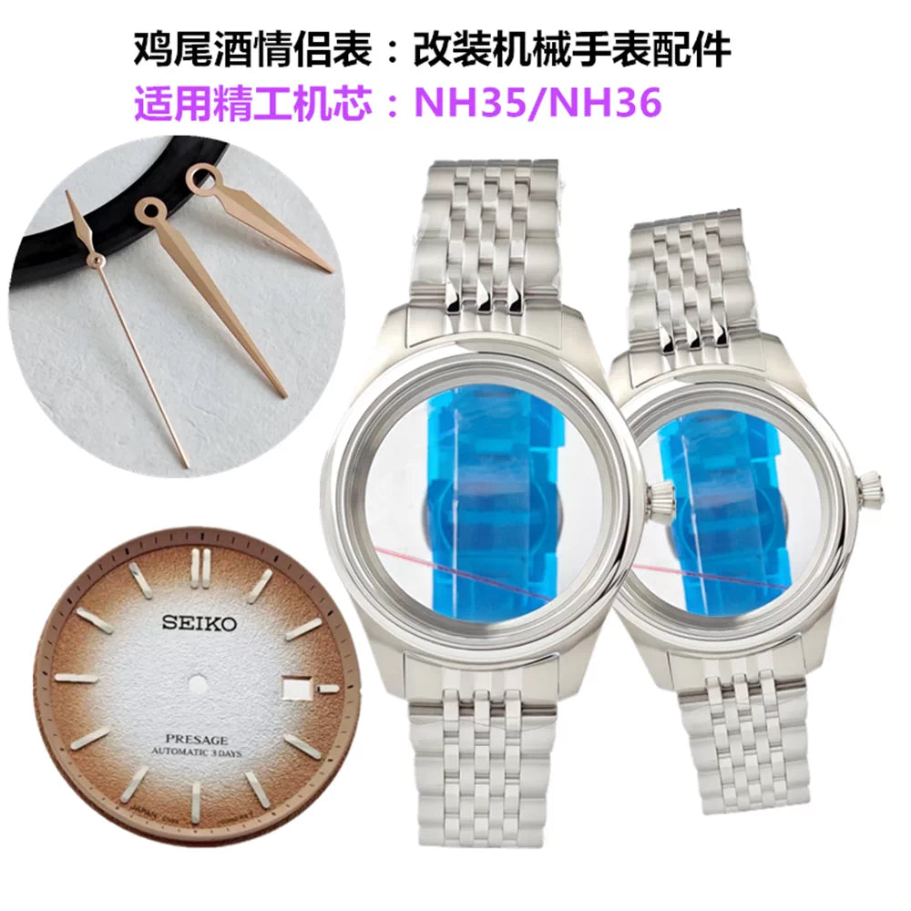 2nd generation cocktail Watch case sapphire Crystal Men 40mm Women 34mm couple Watches parts for NH35 36 38 34