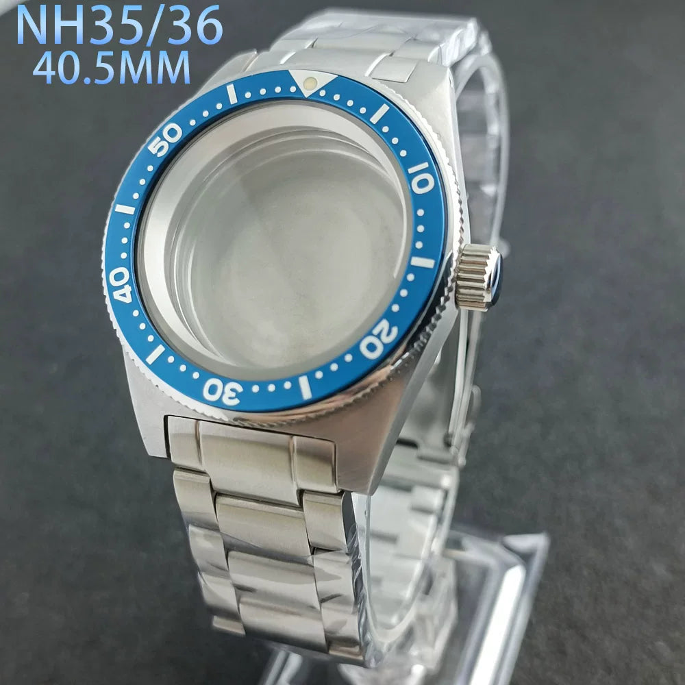 40.5mm 62mas Watch Case Domed Sapphire NH35 NH36 NH34 38 etc 10ATM for 28.5mm Dial