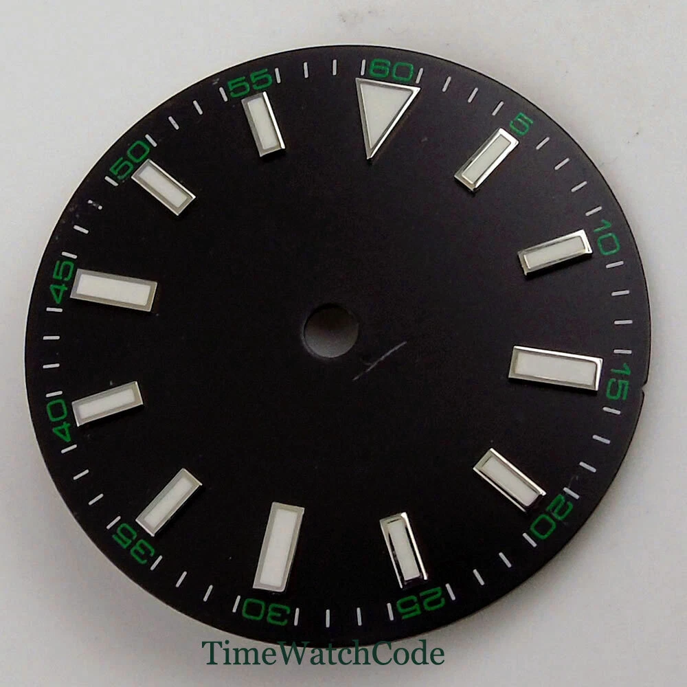 Sterile 29mm Watch Dial ETA2824 PT5000 NH35 Calendar Window Accessories Green Luminous 60 number