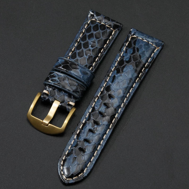 Handmade Snake Leather Strap Skin 20mm 22 24 26MM Textured Genuine Leather band