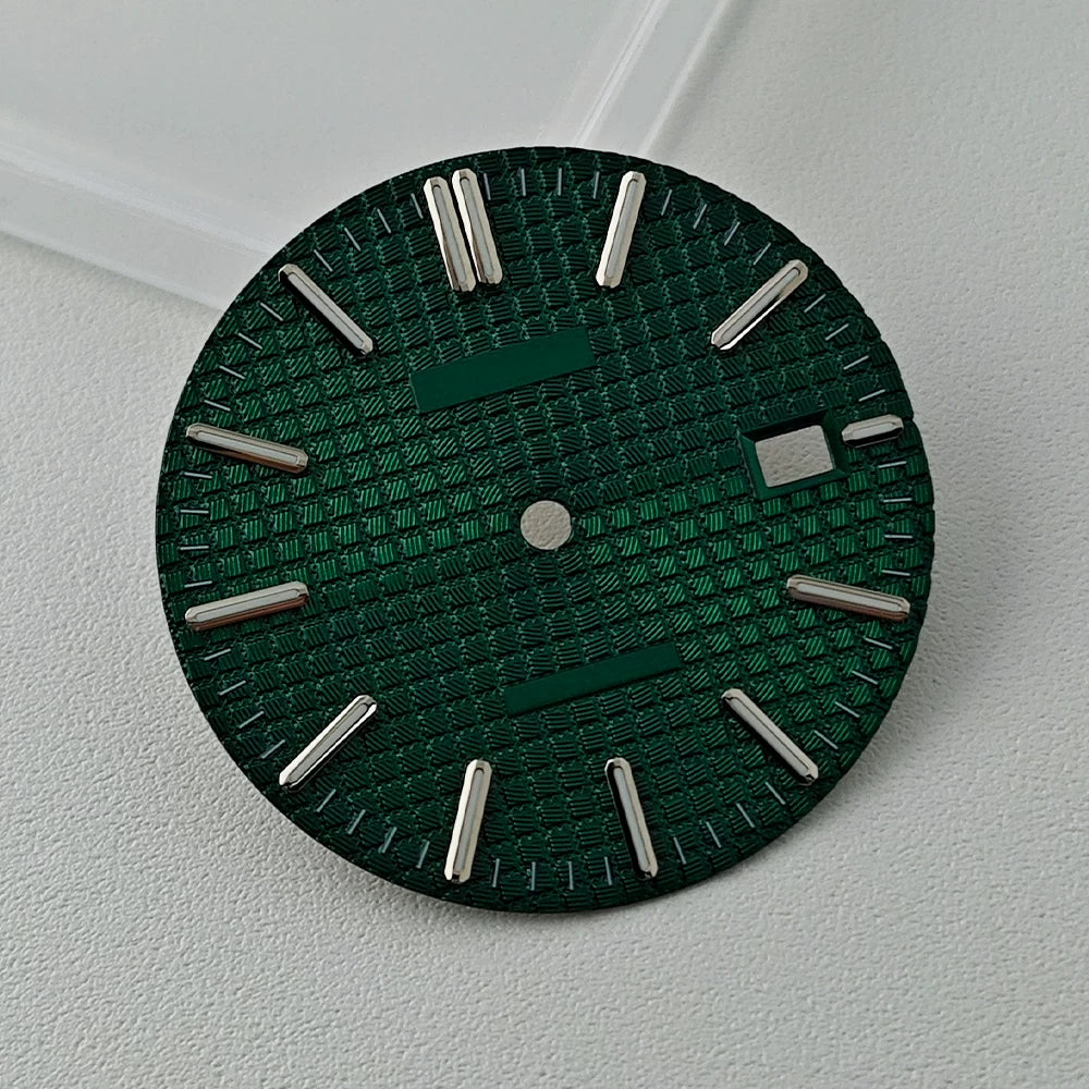 Full Sterile 31.8mm Waffle Dial green luminous dial for NH35 mechanical movement PRX Royal Oak AP etc