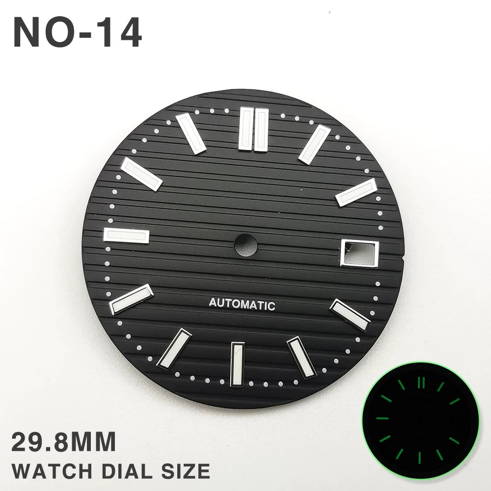 29.8MM Nautilus Dial for Miyota 8215 ETA 2836 2813 green luminous watch part