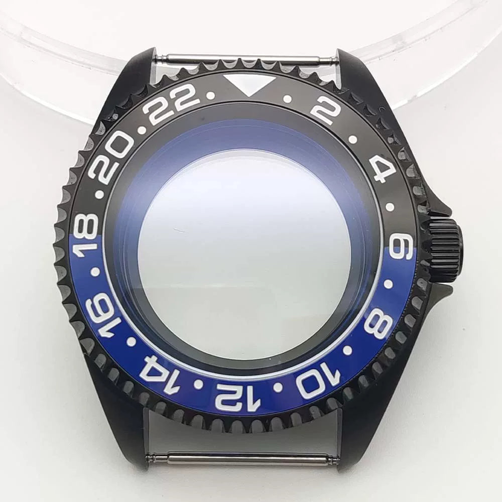 42MM Pvd Black Submariner Watch case Diver Mod Accessary Double Domed sapphire for NH35 34 36 38 etc 10Bar