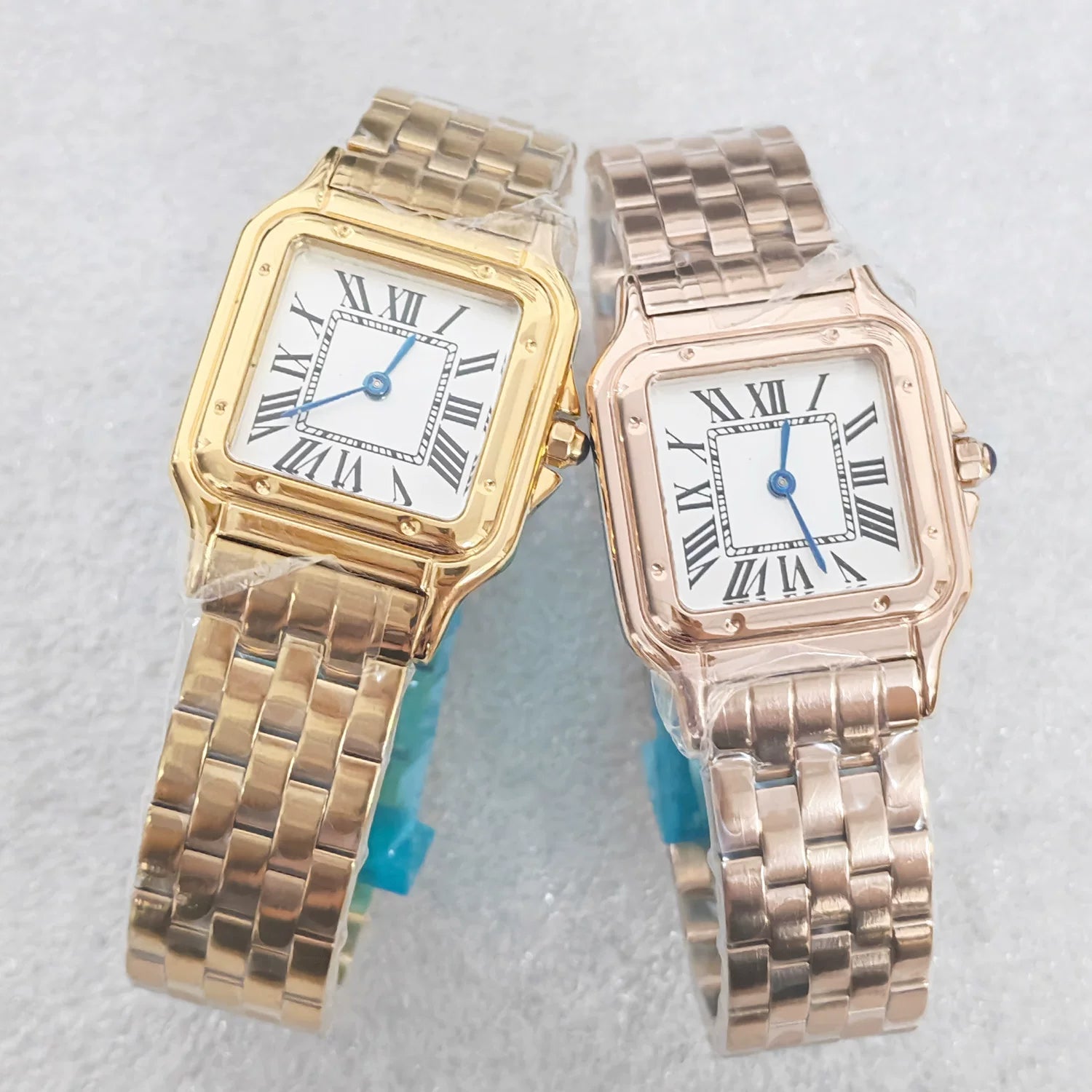New women's watch gold/rose 27mm square watch stainless steel case quartz VJ20