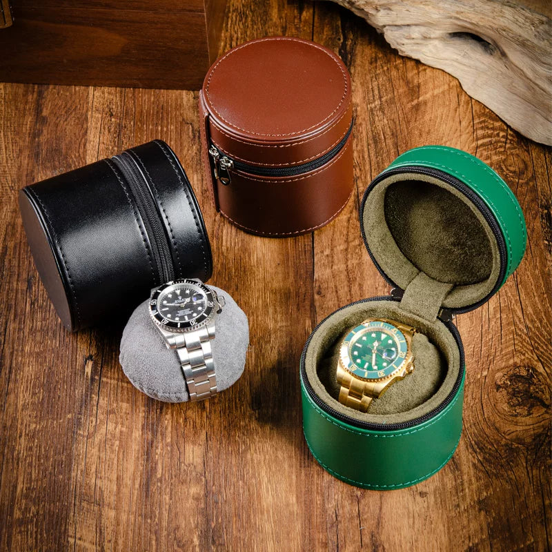 Portable leather watch box watch package travel packaging zipper box NO LOGO