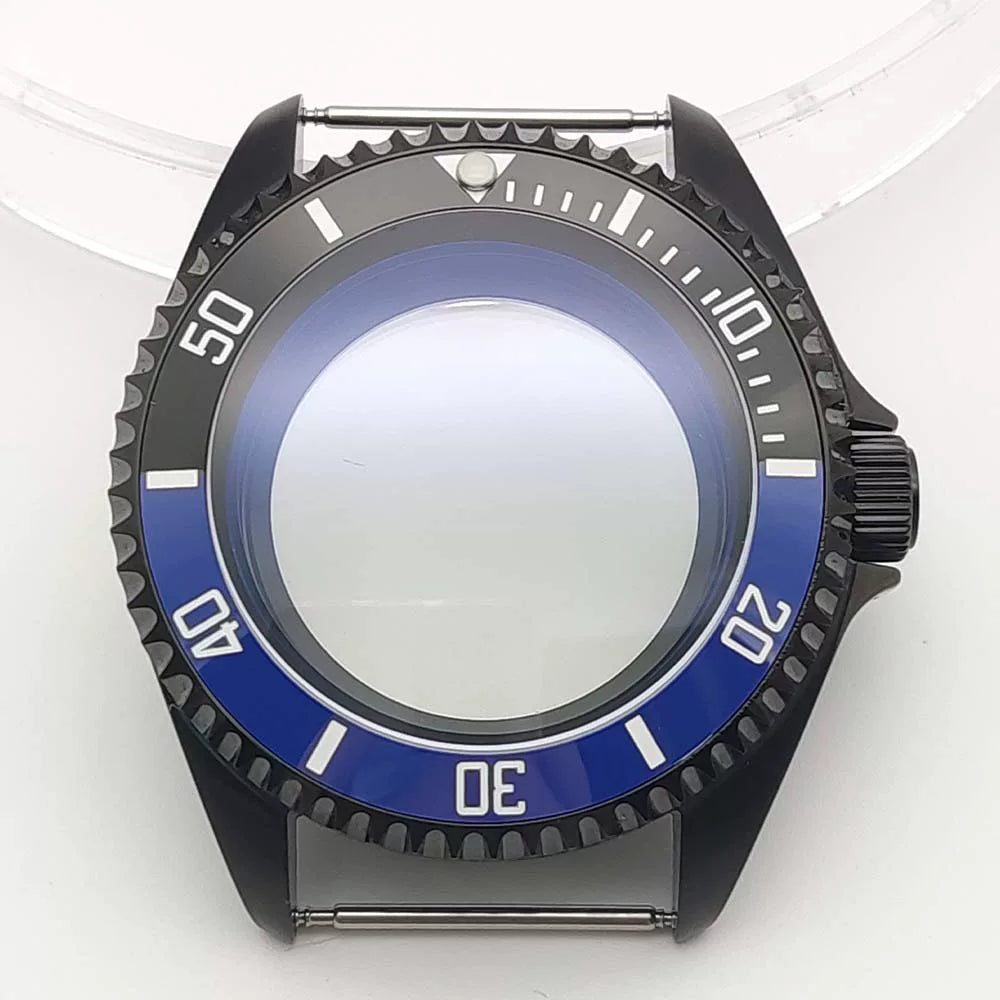 42MM Pvd Black Submariner Watch case Diver Mod Accessary Double Domed sapphire for NH35 34 36 38 etc 10Bar