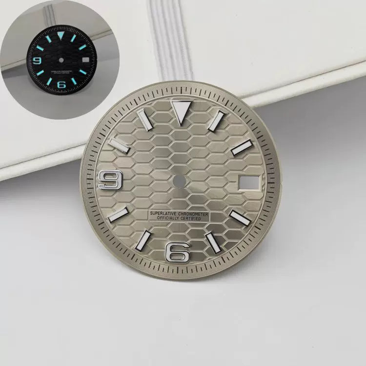 31mm / 29mm Land-Dweller Dial honey comb texture for Nh35 movement green luminous with hands