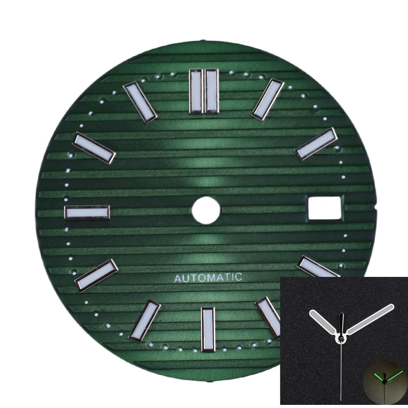 30.5MM Nautilus Dial Green luminous for NH35 mechanical automatic movement with hands