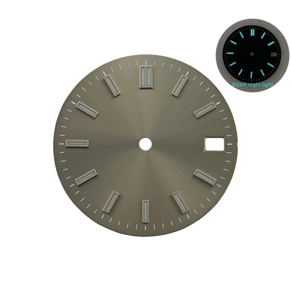 28.5mm NH35 Dial Log Marker Sunburst Surface BGW9 Luminous Dial blue
