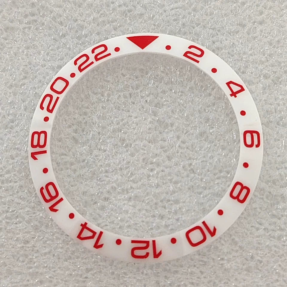 White GMT ceramic bezel insert Slope 38mmx30.5mm for GMT SUB Case