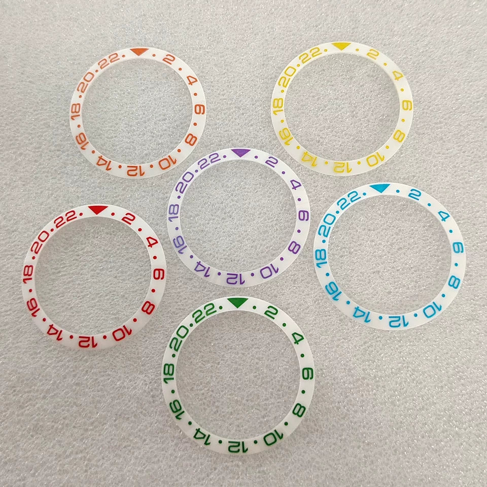White GMT ceramic bezel insert Slope 38mmx30.5mm for GMT SUB Case