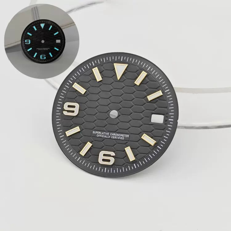 31mm / 29mm Land-Dweller Dial honey comb texture for Nh35 movement green luminous with hands